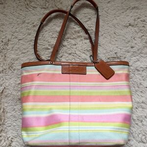 Coach Multicolor Striped Tote